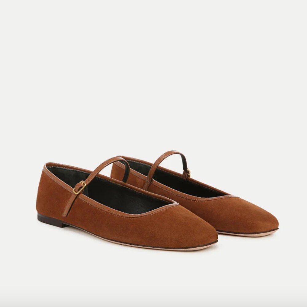 NIB Veronica Beard Ellie Suede Flat in Caramel